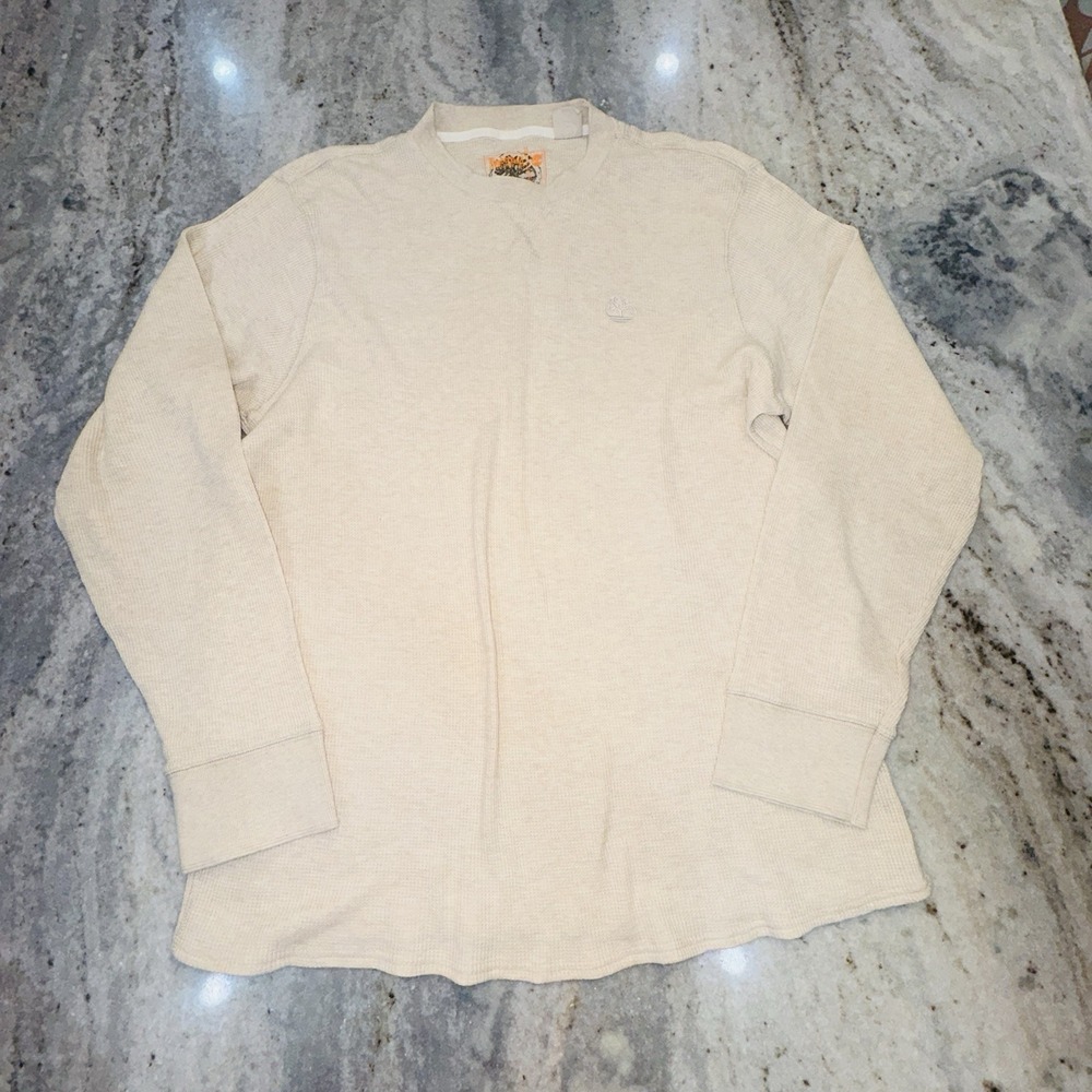Timberland Y2K Light Tan Thermal Long Sleeve Shirt Men's Sz XXL Street Winter